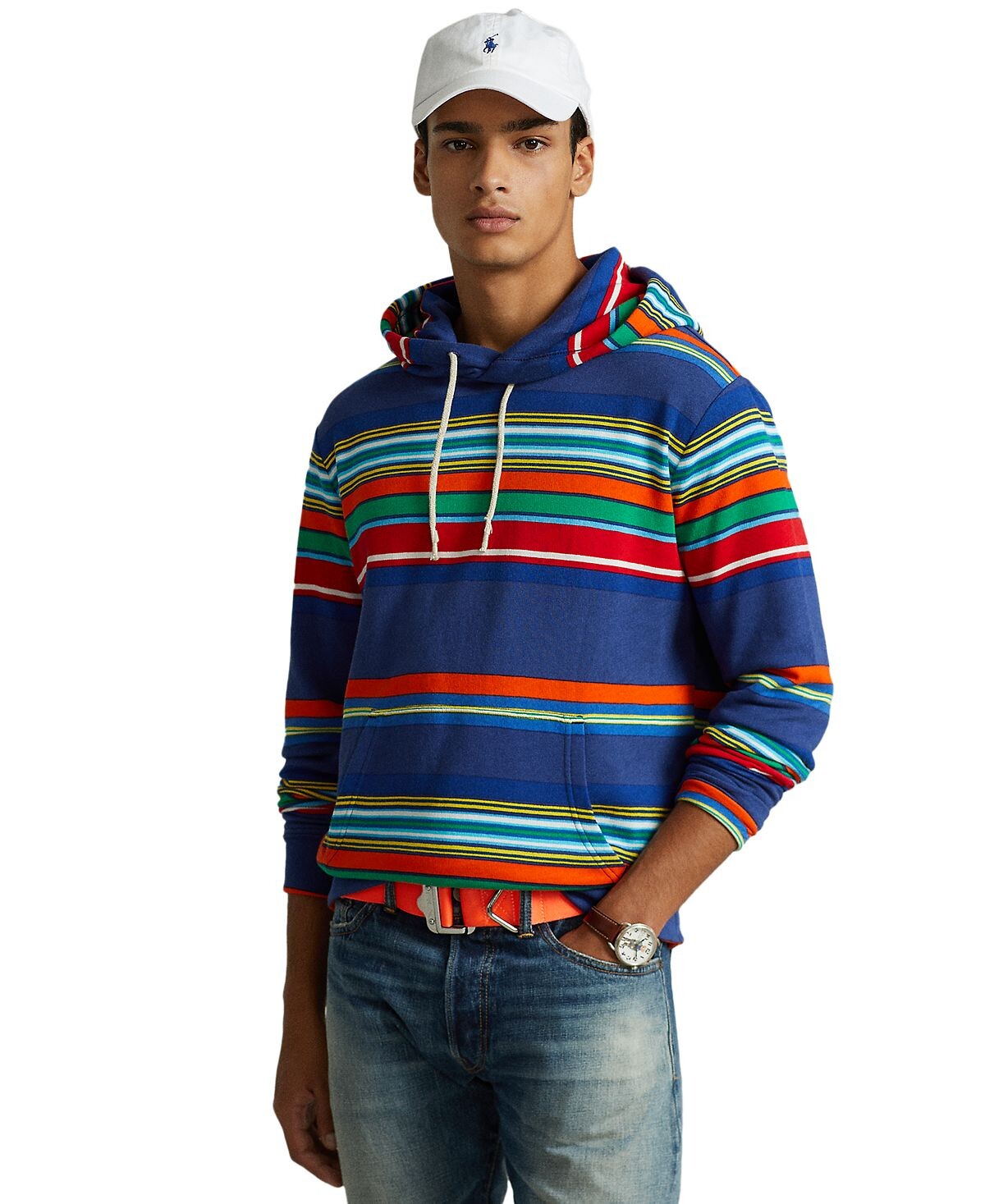 

Мужская полосатая флисовая толстовка с капюшоном Polo Ralph Lauren, мульти