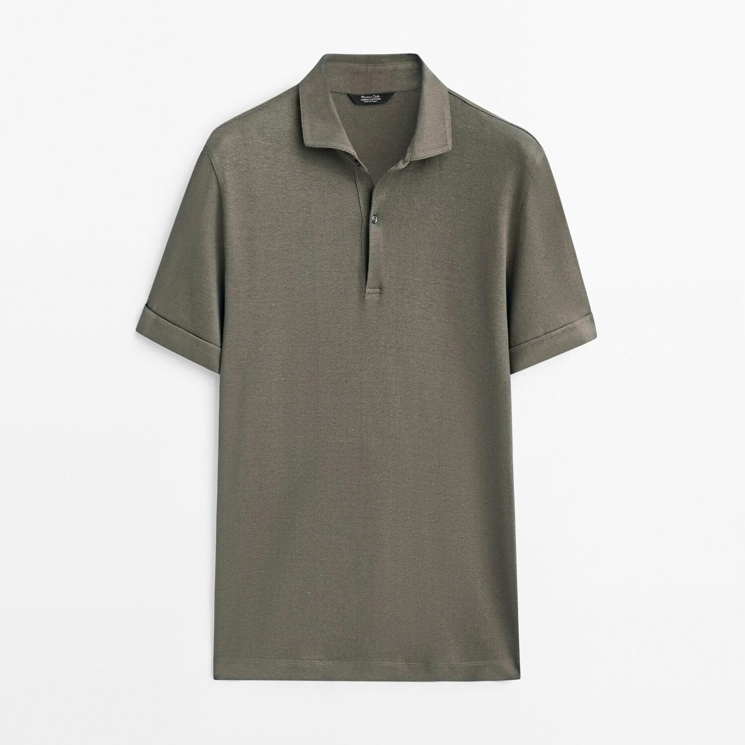 

Футболка-поло Massimo Dutti Linen And Cotton Blend, бледный хаки