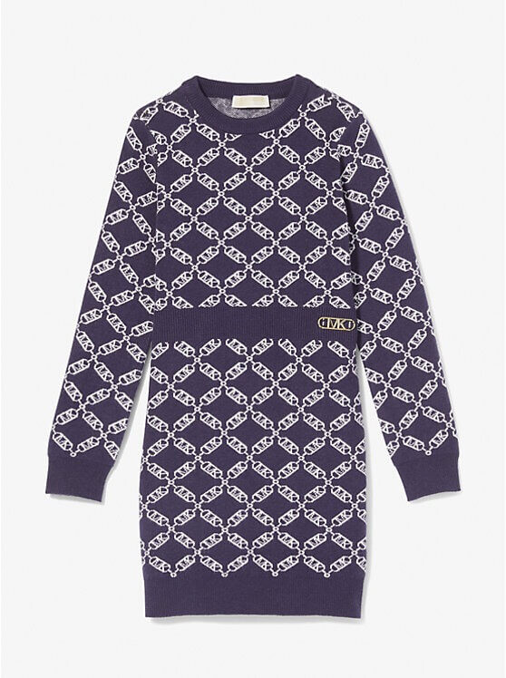 

Платье-свитер Michael Kors Kids Empire Logo Print, темно-синий