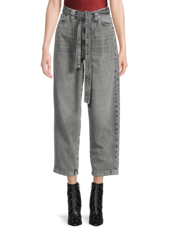 

Сверхвысокие свободные джинсы с поясом до щиколотки 7 For All Mankind Grey