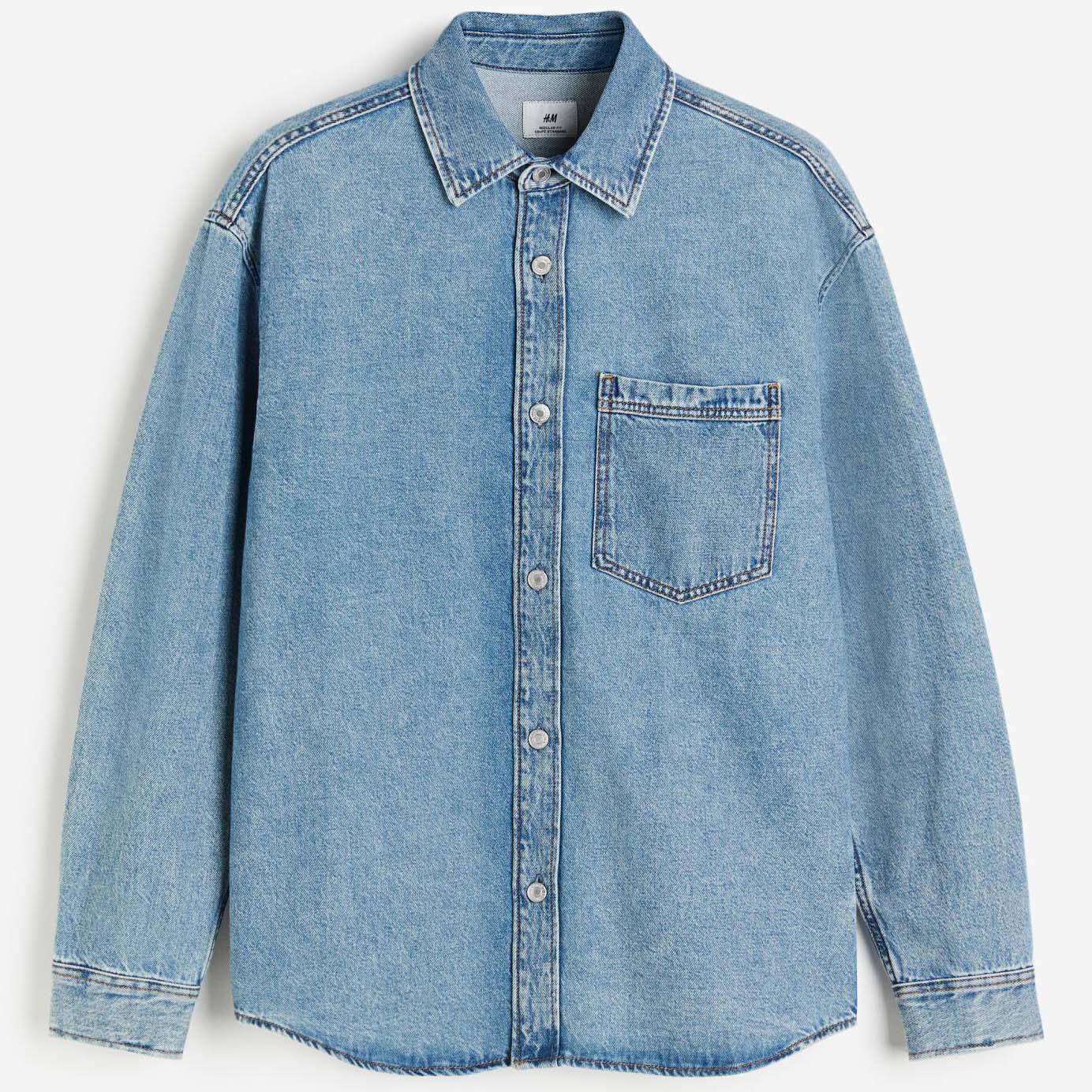 Куртка-рубашка H&M Regular Fit Denim, голубой