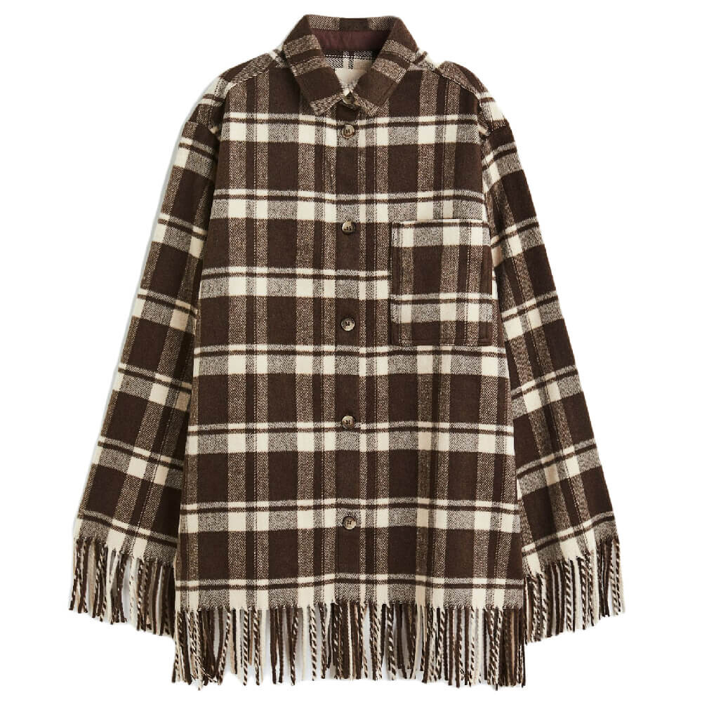 

Рубашка H&M Fringe-trimme, серый/темно-коричневый