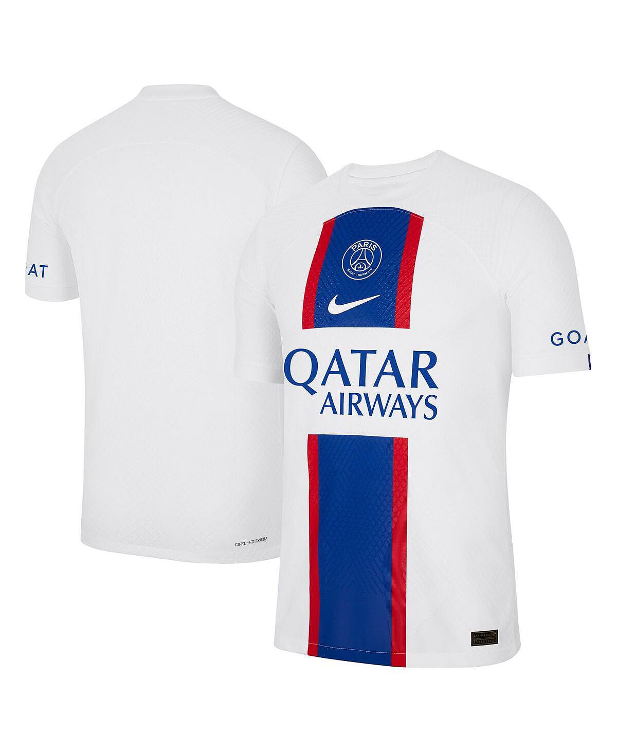 Мужская белая футболка paris saint-germain 2022/23 third vapor match authentic blank jersey Nike, белый гетры пари сен жермен 2021 2022 домашние