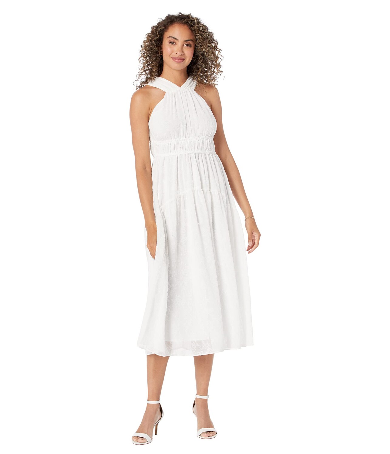 

Платье Maggy London, Halter Neck Midi Dress with Tier Skirt