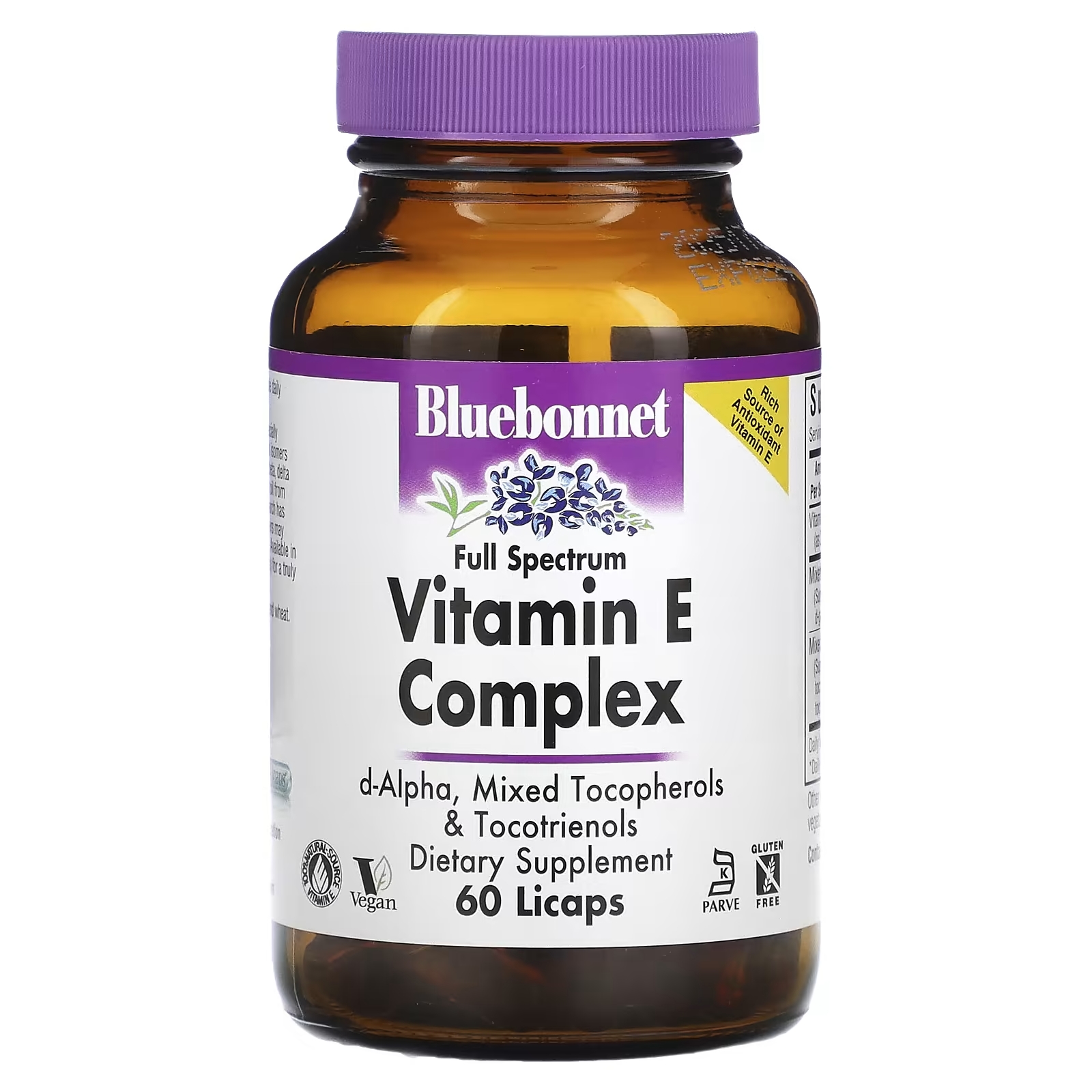 Bluebonnet Nutrition Комплекс витамина Е, 60 капсул экстракт ягод витекса bluebonnet nutrition 60 капсул