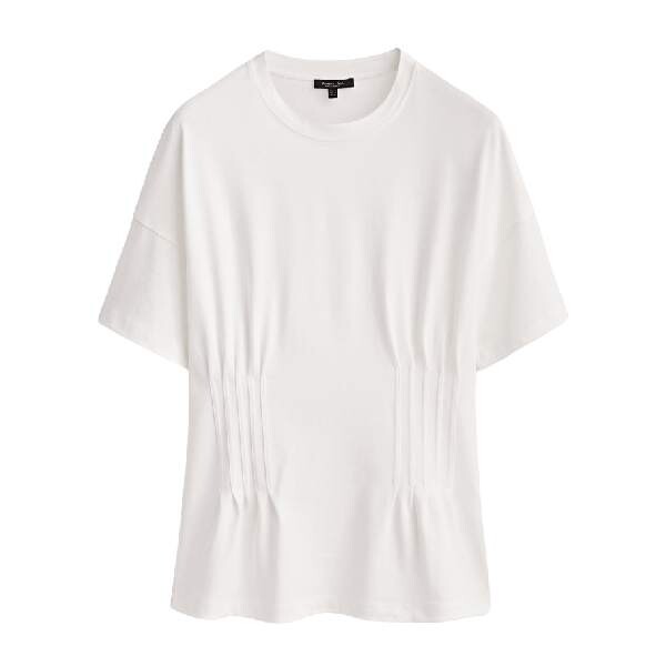 

Футболка Massimo Dutti Cotton Gathered Waist, кремовый