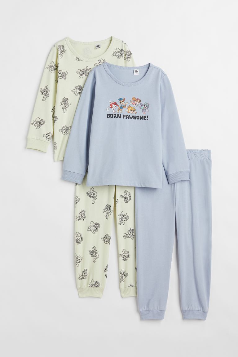 Комплект из 2 пижам из джерси с принтом H&M, голубой/щенячий патруль пижама sona брюки пояс на резинке рукава с манжетами брюки с манжетами размер 92 зеленый белый