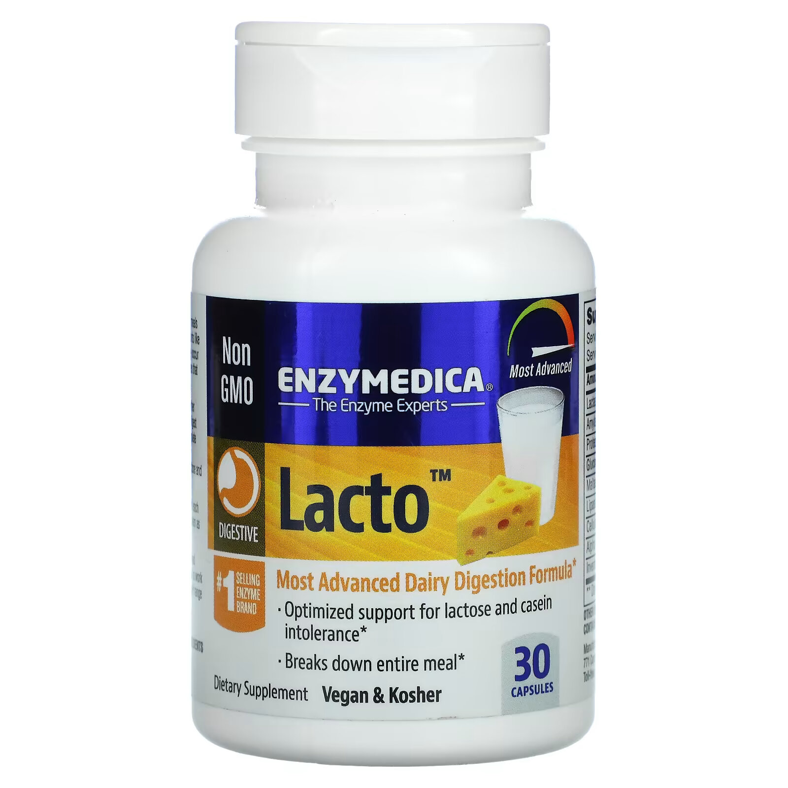 Enzymedica, Lacto, формула для переваривания молочных продуктов последнего поколения, 30 капсул enzymedica lacto самая продвинутая формула для усвоения молочных продуктов 90 капсул