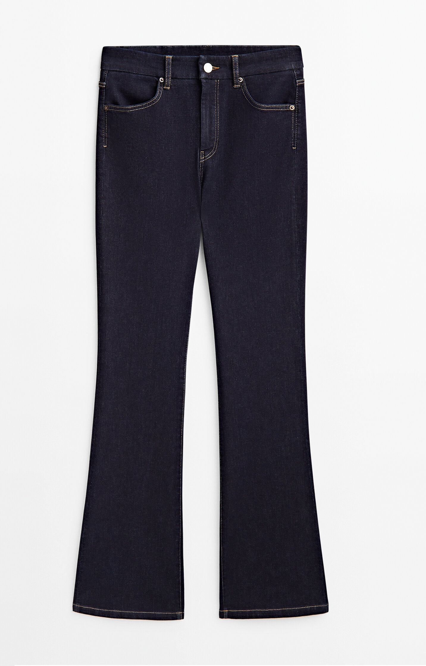 Джинсы Massimo Dutti Skinny Flare Fit High-waist, темно-синий расклешенные джинсы с высокой щиколоткой h