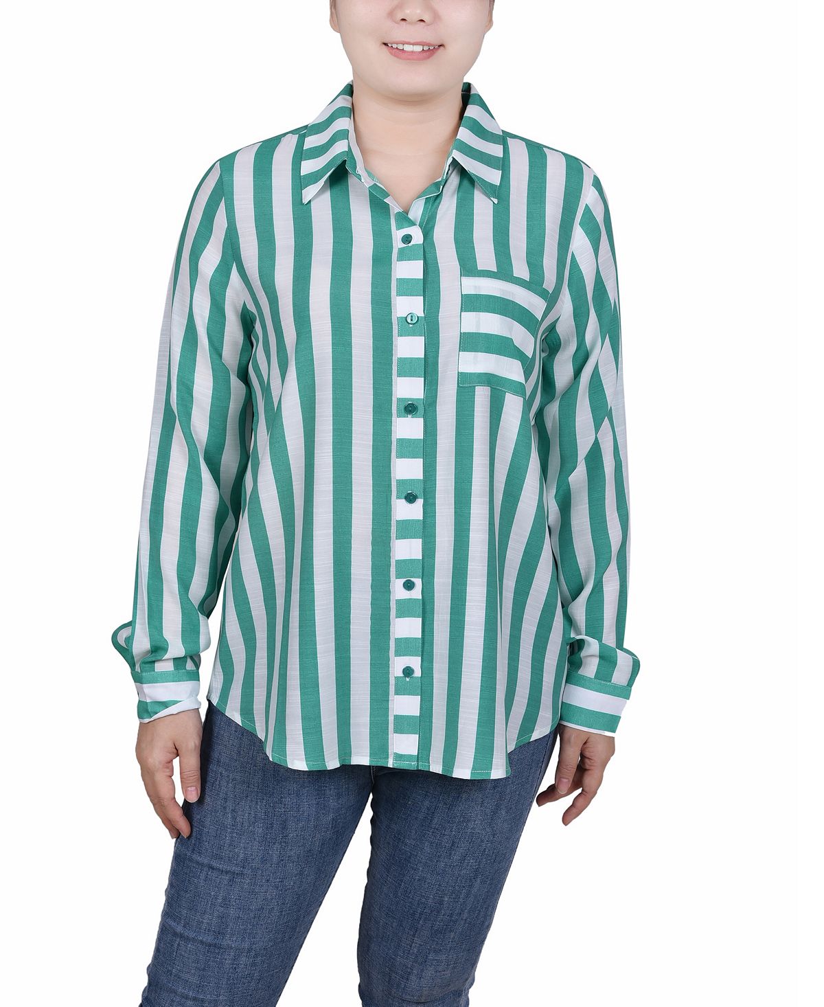 Блузка в полоску с длинными рукавами миниатюрного размера NY Collection 12storeez футболка в мужском стиле темно серый