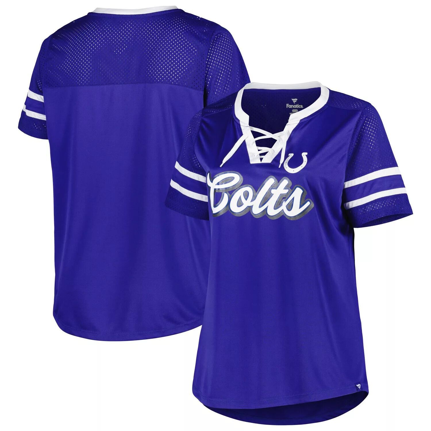 

Женская футболка Fanatics с логотипом Royal Indianapolis Colts размера плюс Original State на шнуровке Fanatics