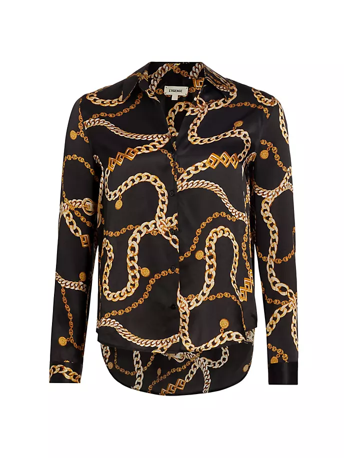 

Шелковая рубашка Tyler Status L'Agence, цвет black gold classic chain