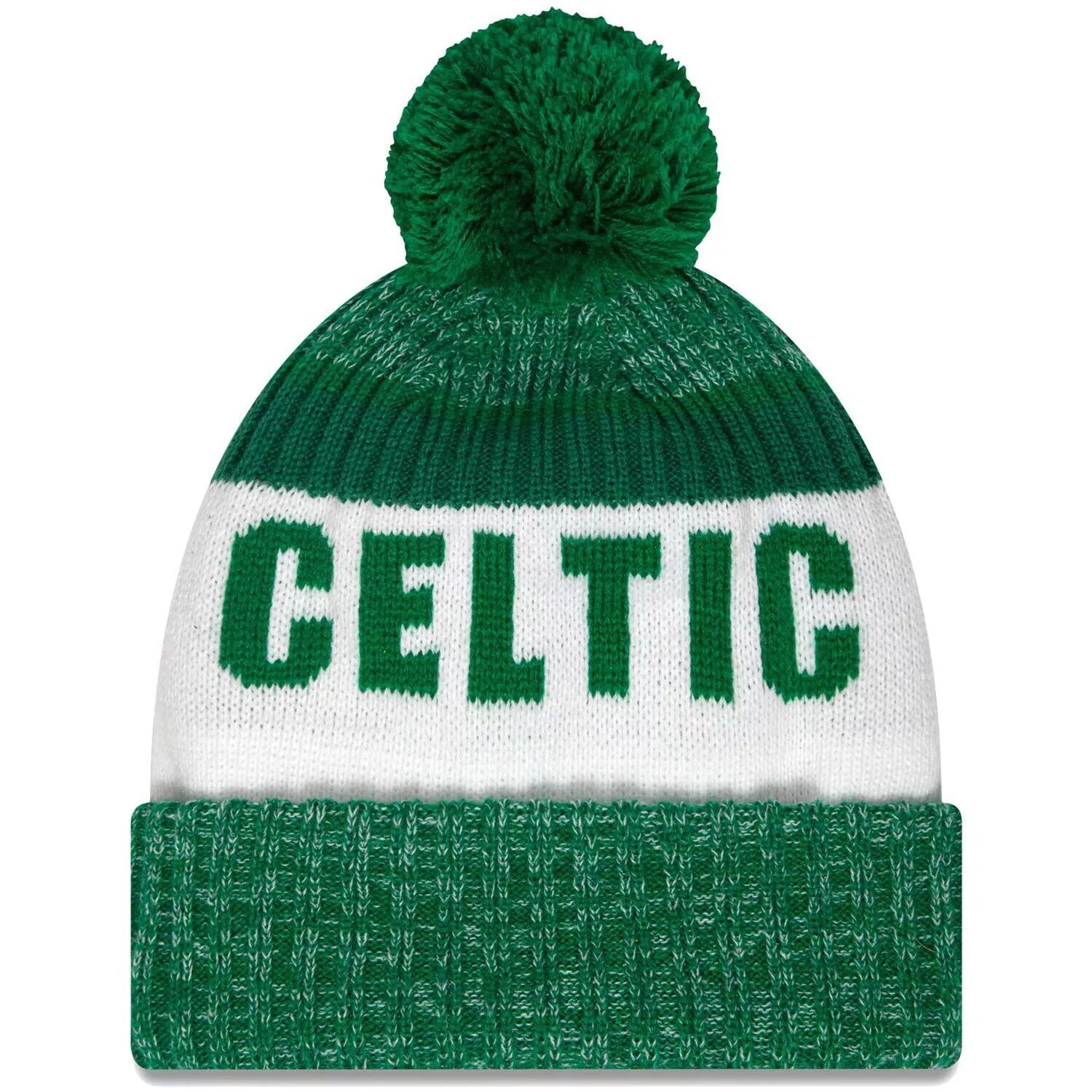 

Мужская зеленая вязаная шапка New Era Celtic Jake с манжетами и помпоном