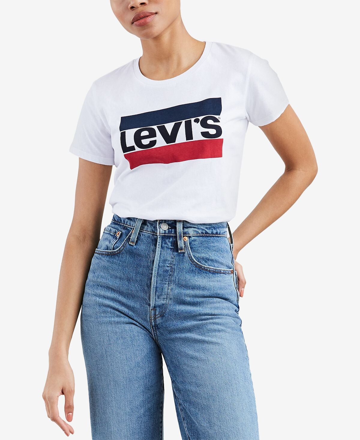 

Женская хлопковая футболка с графическим логотипом Perfect Levi's, белый