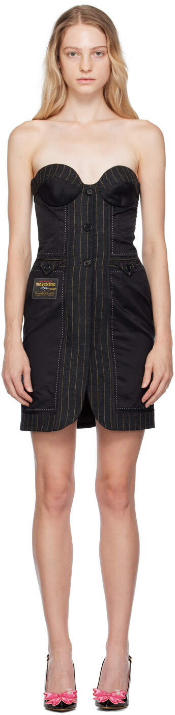 

Черное мини-платье со вставками Moschino, Черный, Черное мини-платье со вставками Moschino