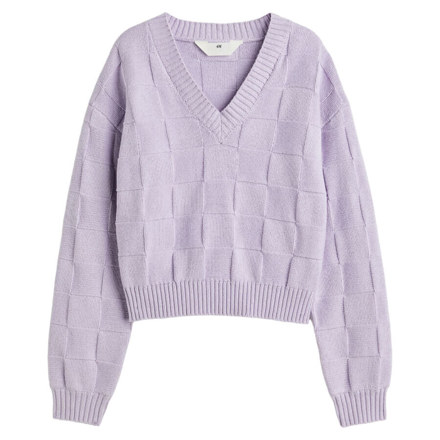 

Джемпер H&M Knit Cotton, светло-фиолетовый