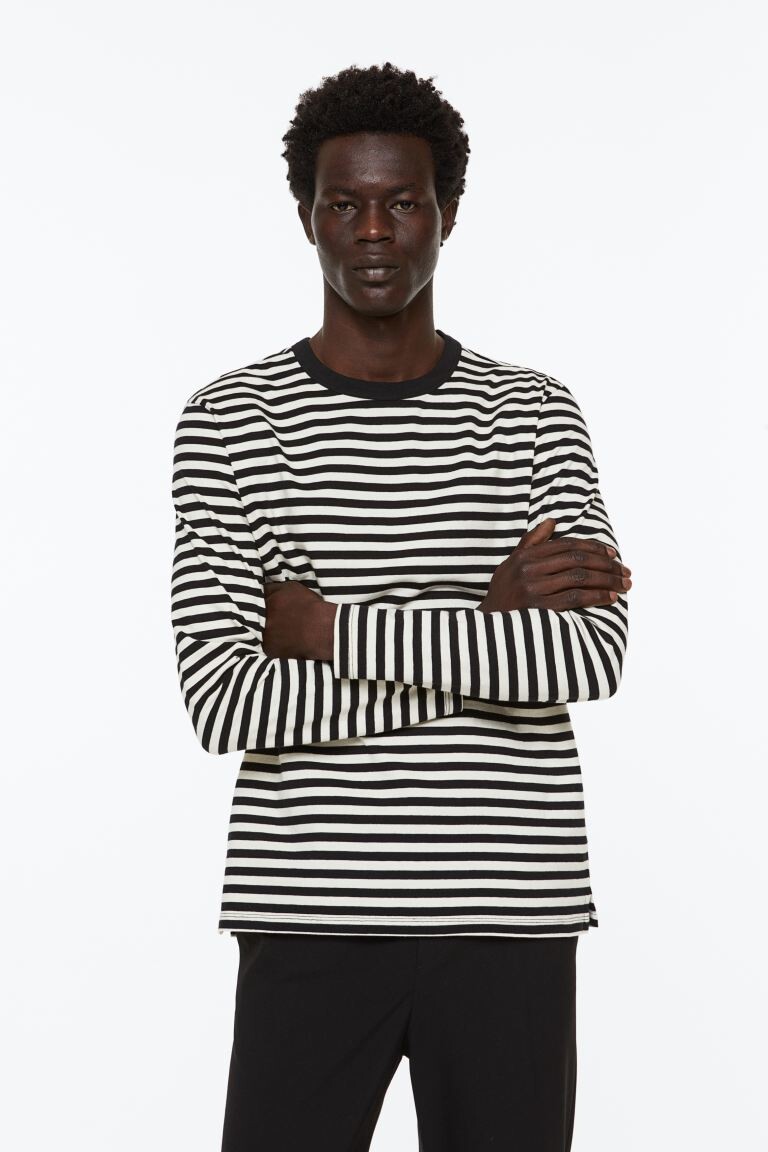 

Топ из джерси стандартной посадки H&M, черные/белые полосы