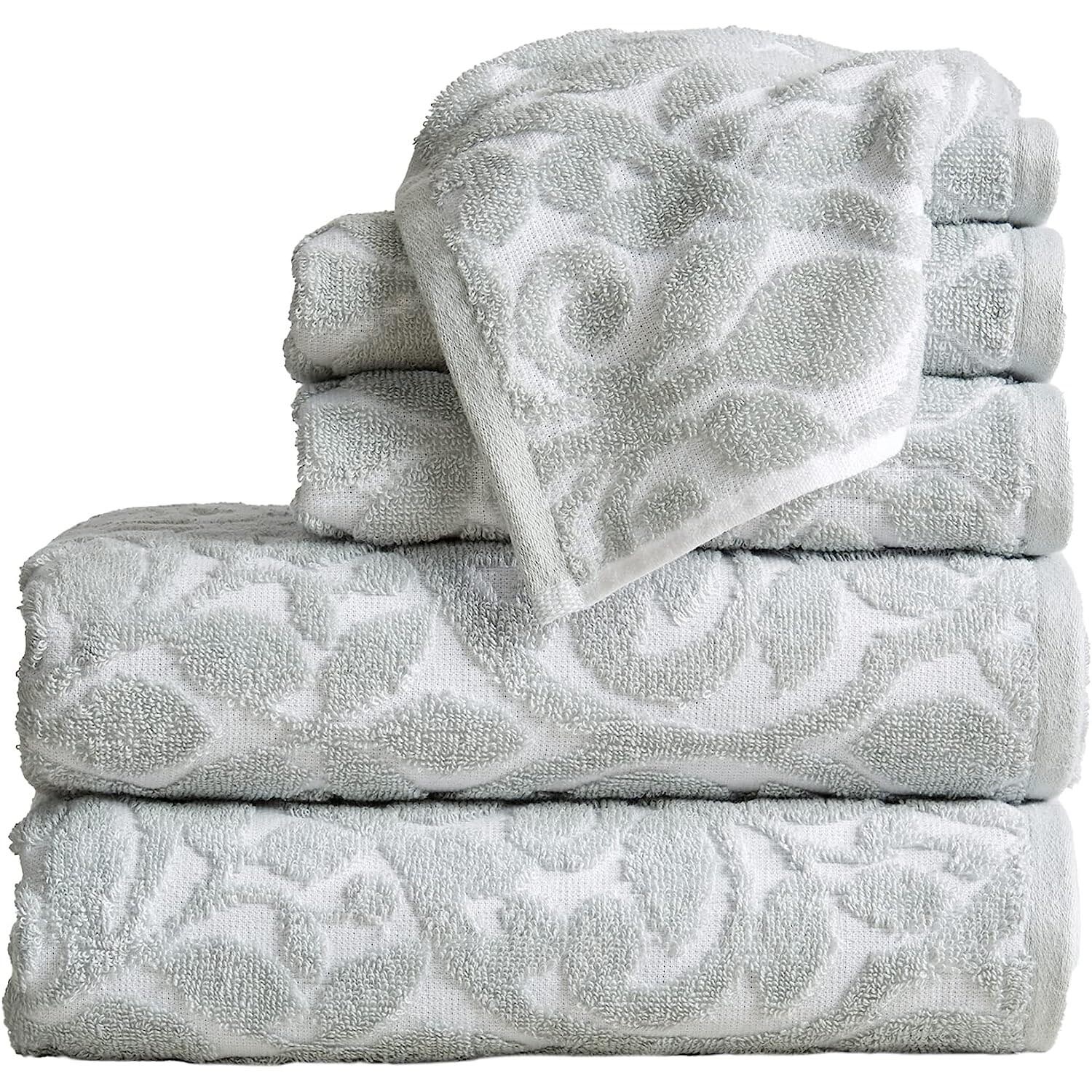 

Набор полотенец Great Bay Home Cotton Jacquard, 6 предметов, белый/серый