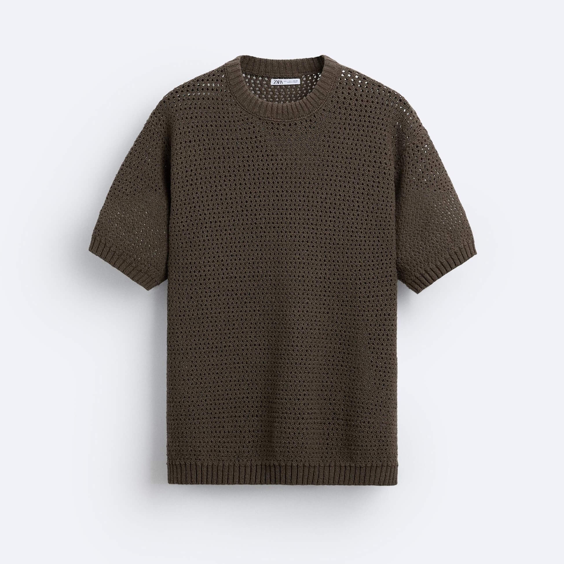 Футболка Zara Open-knit, серо-коричневый