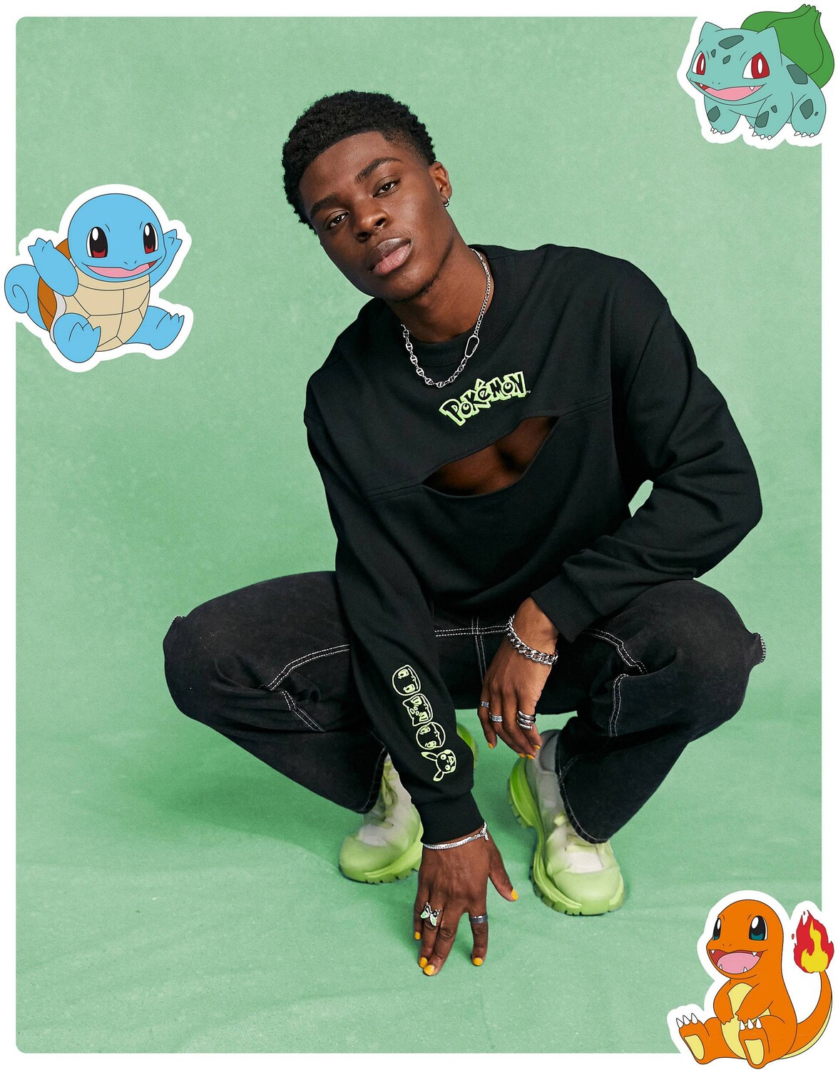 

Черная толстовка оверсайз с принтом Pokemon ASOS DESIGN, Черный