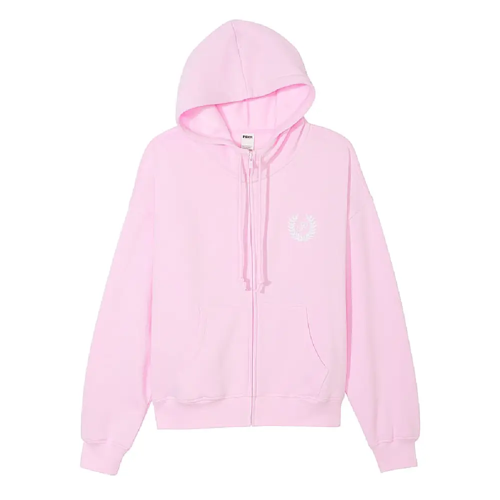 Толстовка Victoria's Secret Pink Everyday Fleece Relaxed Full-zip, светло-розовый