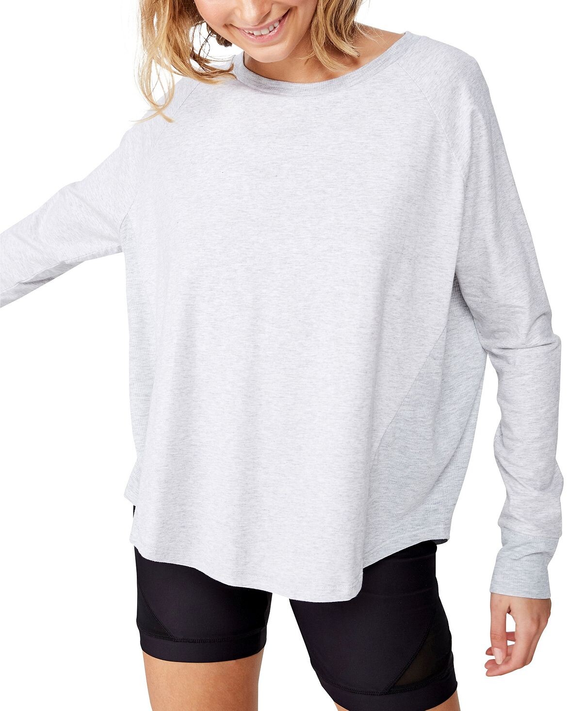

Женский топ active в рубчик с длинным рукавом COTTON ON, светло-серый