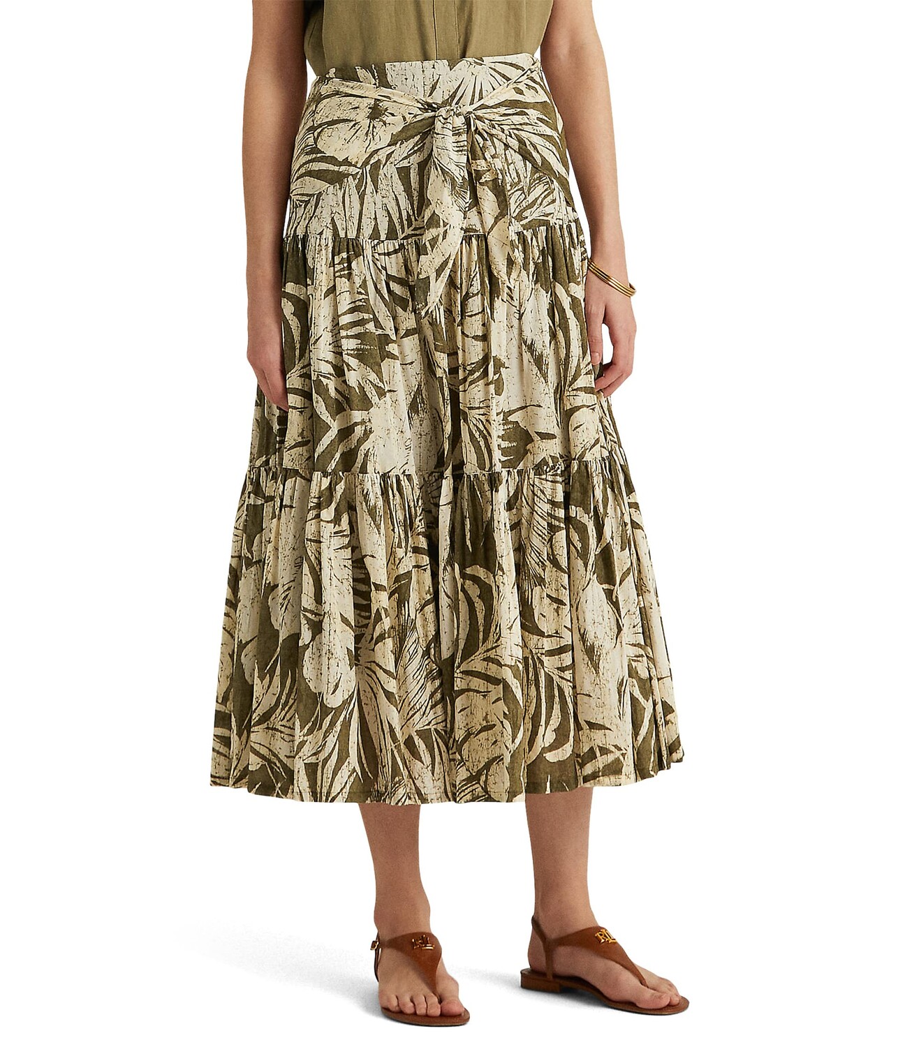 

Юбка LAUREN Ralph Lauren, Petite Palm Leaf–Print Cotton Voile Skirt