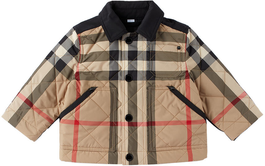 

Бежевая стеганая куртка Renfred Baby Baby Burberry