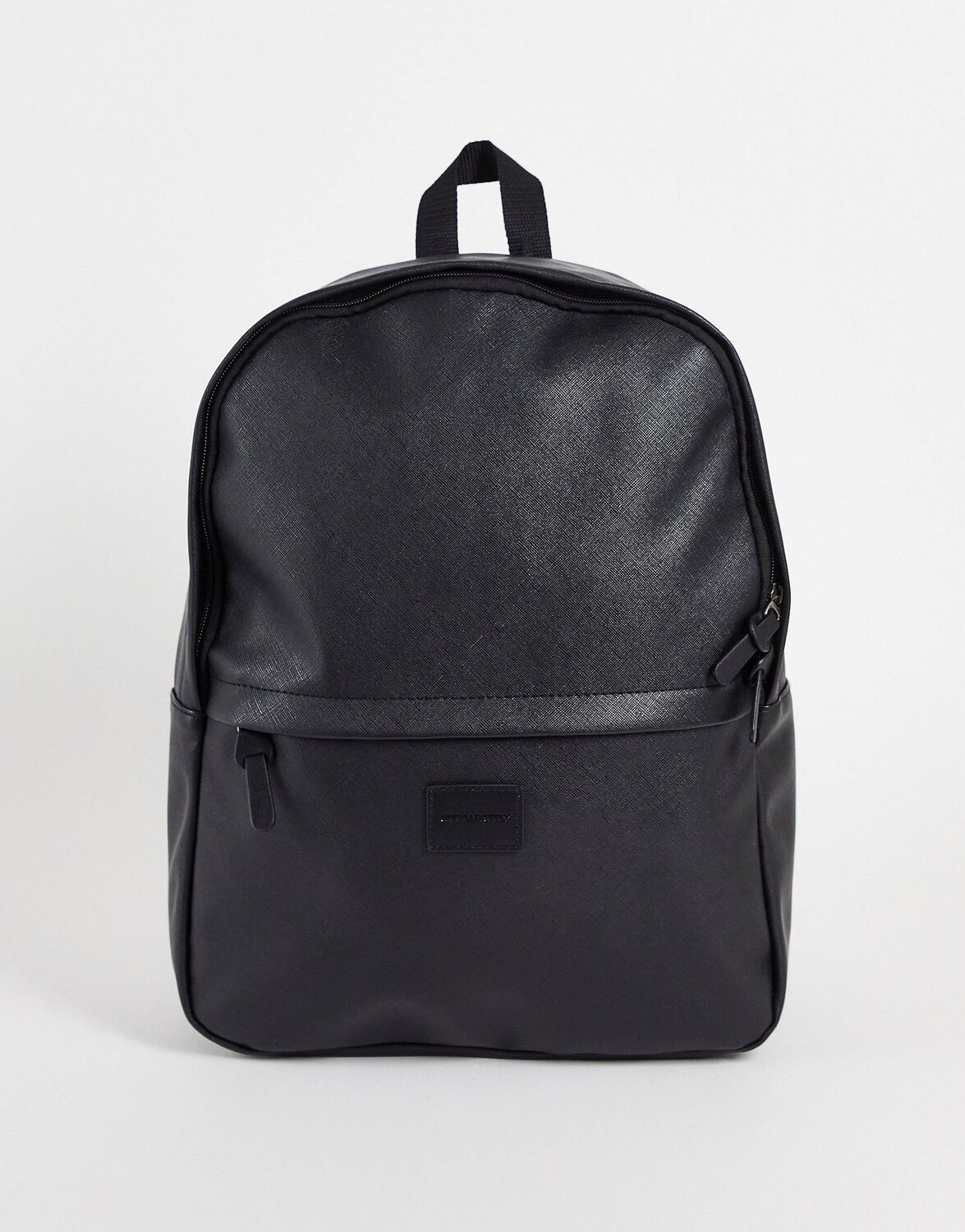 

Черный сафьяновый рюкзак с карманом на молнии ASOS DESIGN