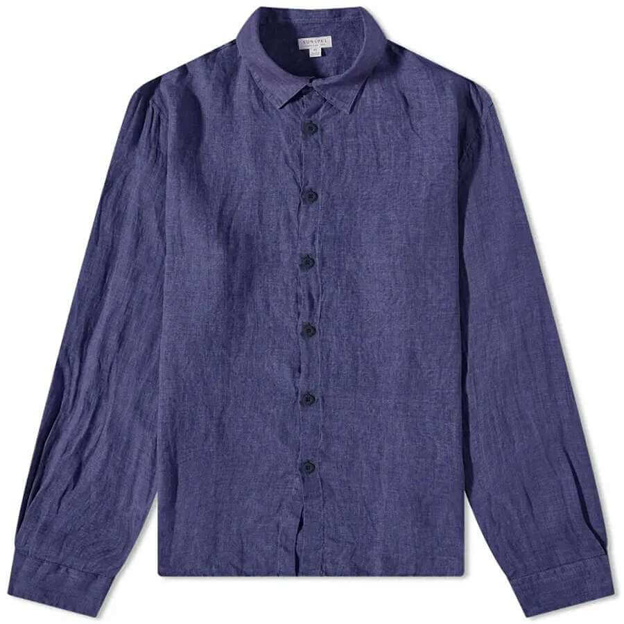 

Рубашка Sunspel Linen, темно-синий