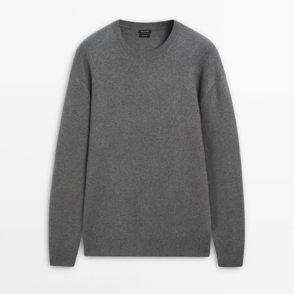 Свитер Massimo Dutti Crew Neck Knit Jacquard, серый свитер massimo dutti textured knit crew neck серый