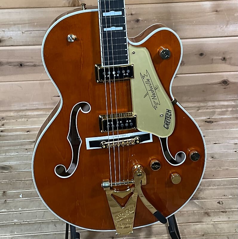 

Gretsch G6120TG-DS Players Edition Nashville Hollow Body DS со сквозной струной Bigsby — Roundup Orange G6120TG-DS Players Edition Nashville Hollow Body DS W/ String-Thru Bigsby - Roundup Orange