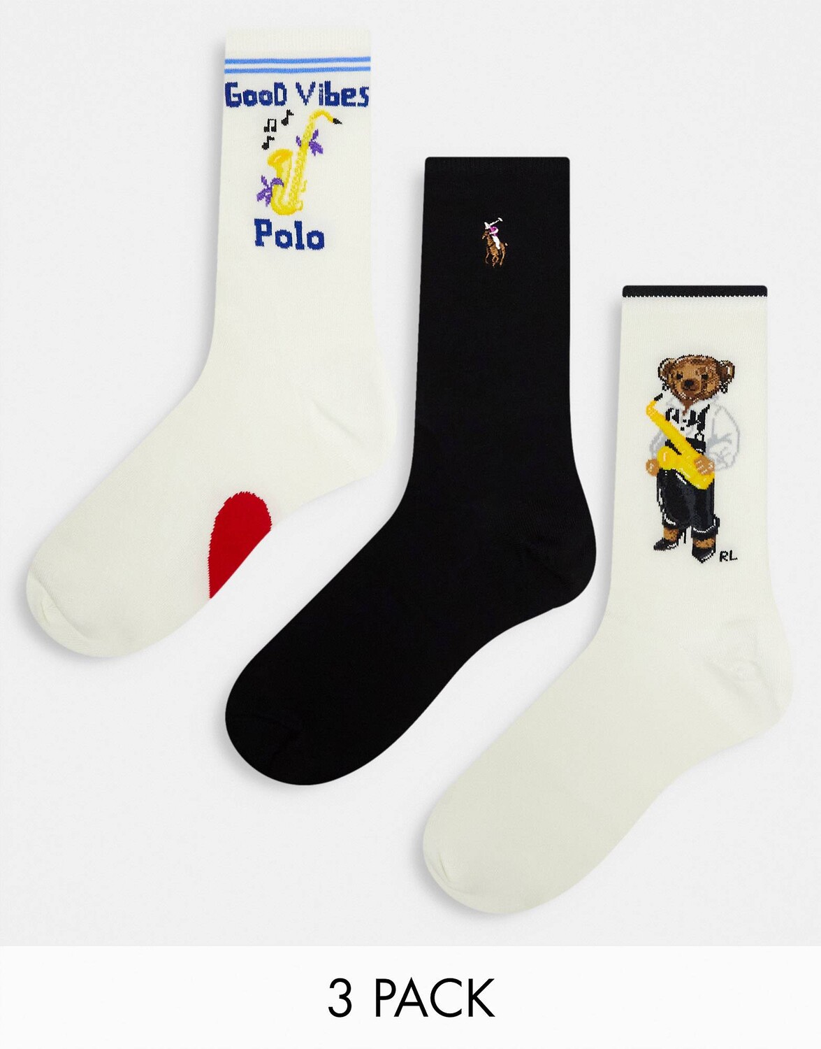 

Набор из 3 пар носков с круглым вырезом Polo Ralph Lauren tux bear