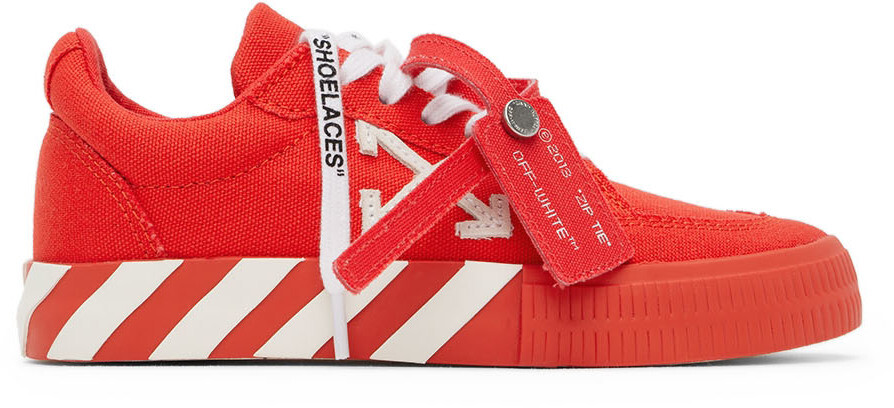 

Детские красно-белые вулканизированные кроссовки Off-White