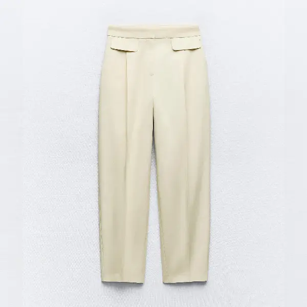 

Брюки Zara High-waist With Flaps, экрю