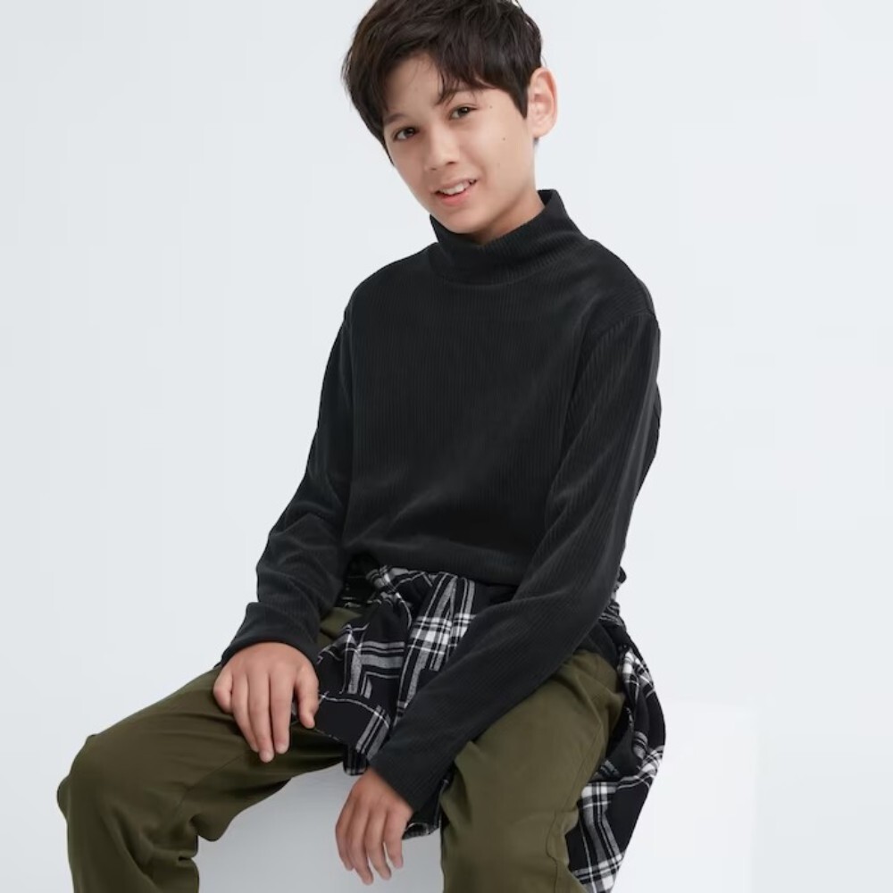 

Лонгслив Uniqlo Kids Fleece Ribbed, черный