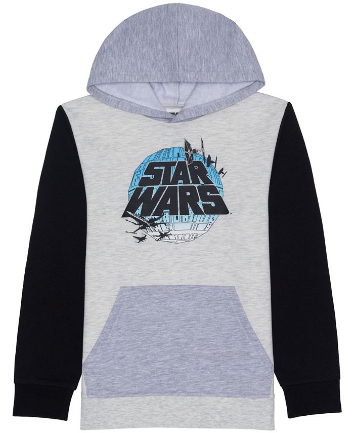 Пуловер с рисунком Звездные войны для больших мальчиков, флисовая толстовка с капюшоном Hybrid, синий