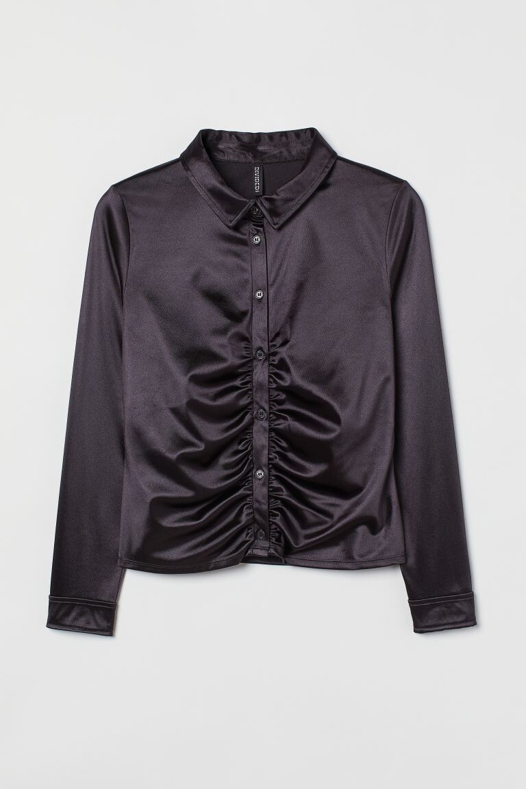 

H&M+ Блуза с рюшами, черный