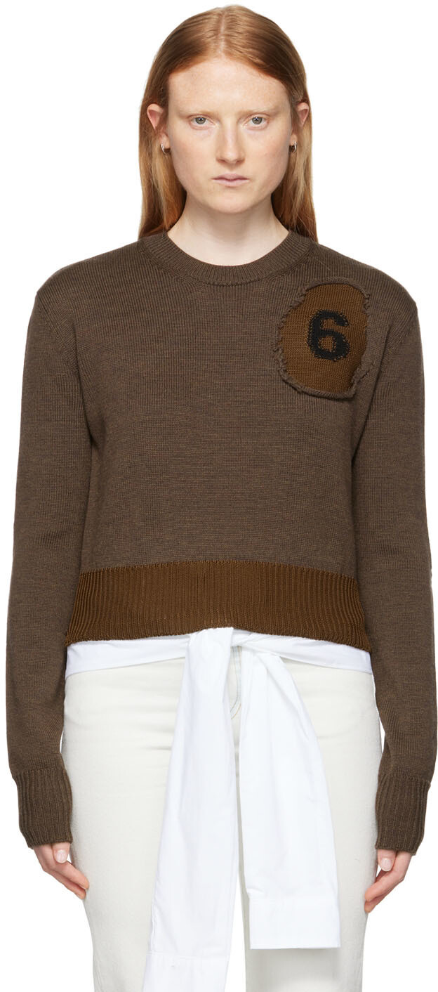 

Коричневый свитер с нашивками MM6 Maison Margiela