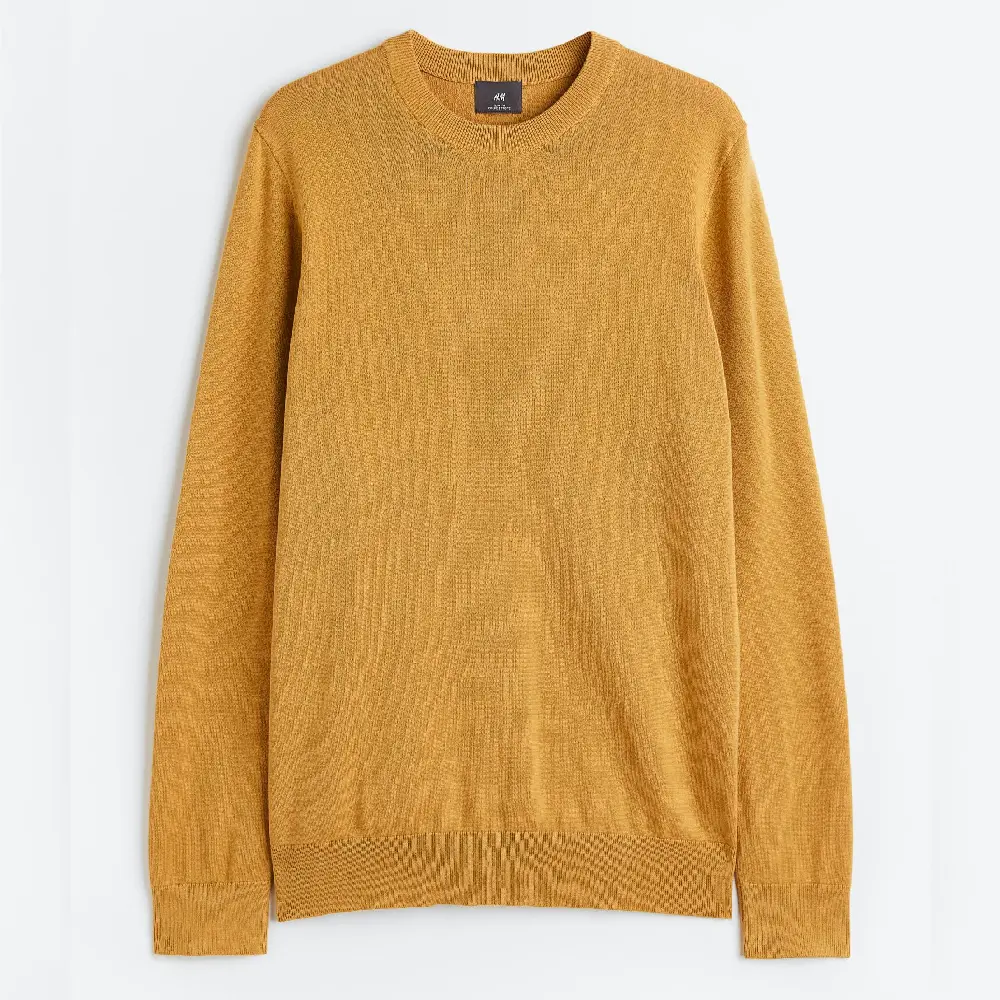 

Свитер H&M Slim Fit Fine-knit Cotton, горчичный