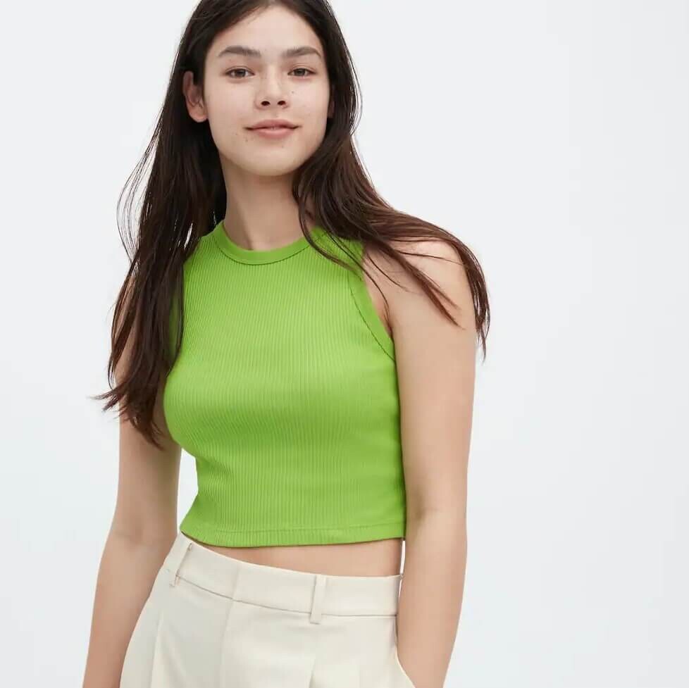 

Топ Uniqlo Ribbed Racer Back Cropped Fit, зеленый