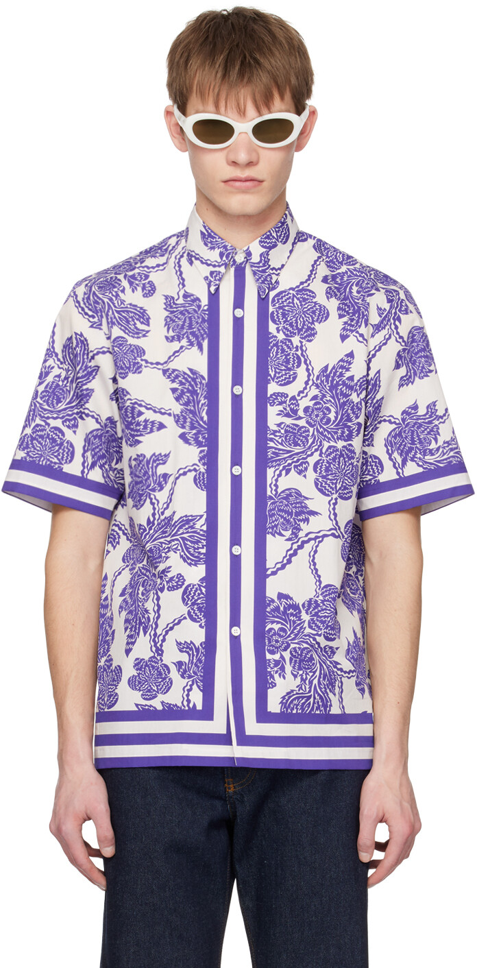 

Белая рубашка с цветочным принтом Dries Van Noten