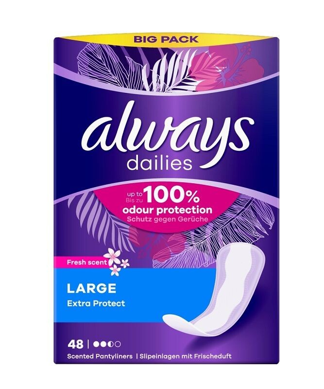 

Always Dailies Extra Protect Large Fresh ежедневные прокладки, 48 шт.