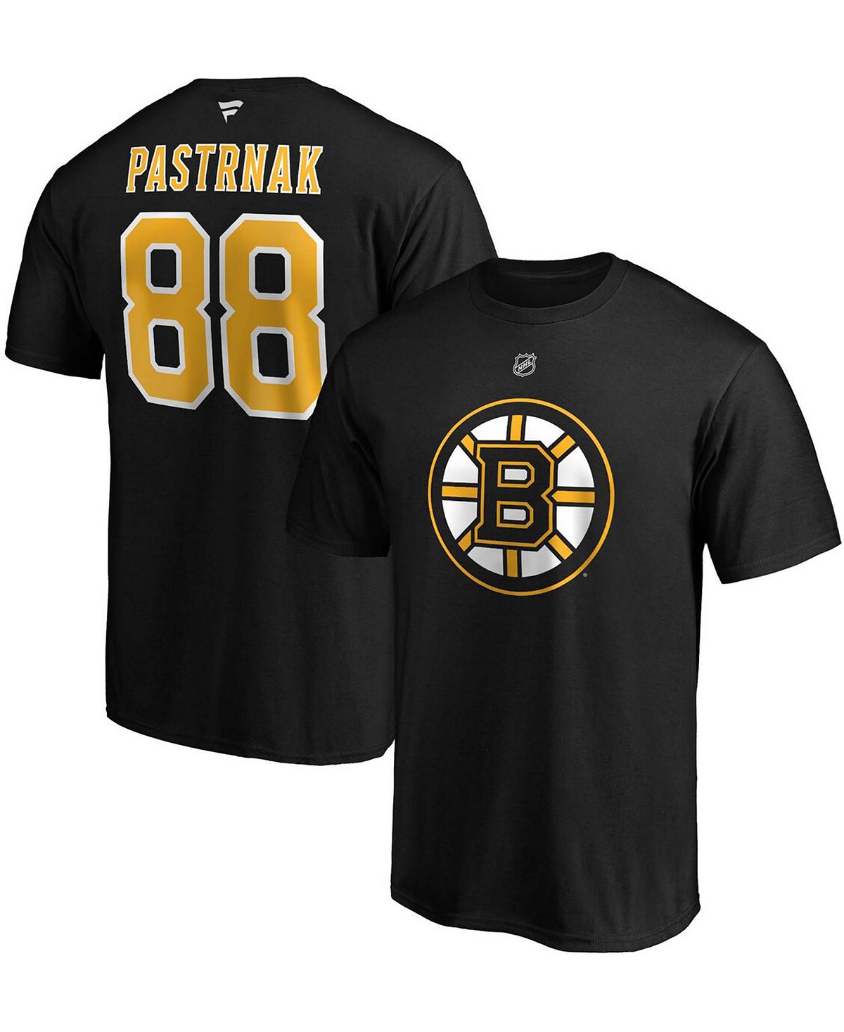Мужская фирменная футболка david pastrnak boston bruins team authentic stack Fanatics, черный