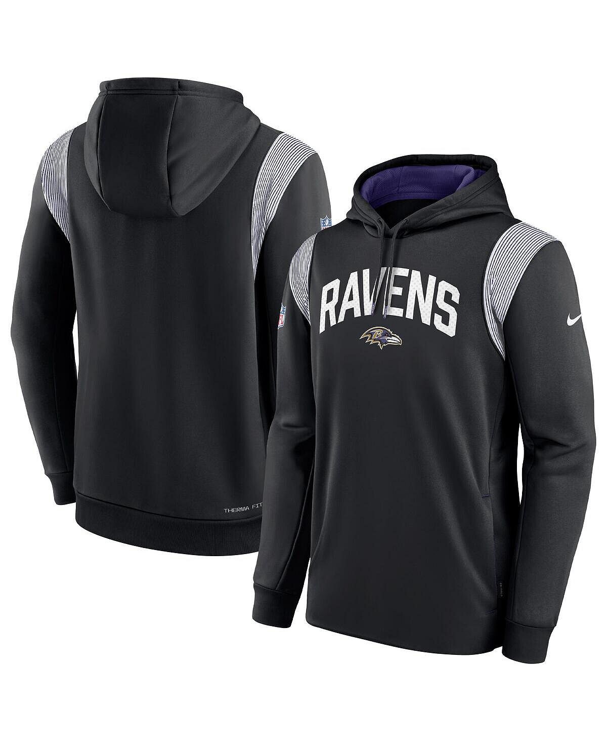 

Мужская черная толстовка с капюшоном baltimore ravens sideline athletic stack performance Nike, черный