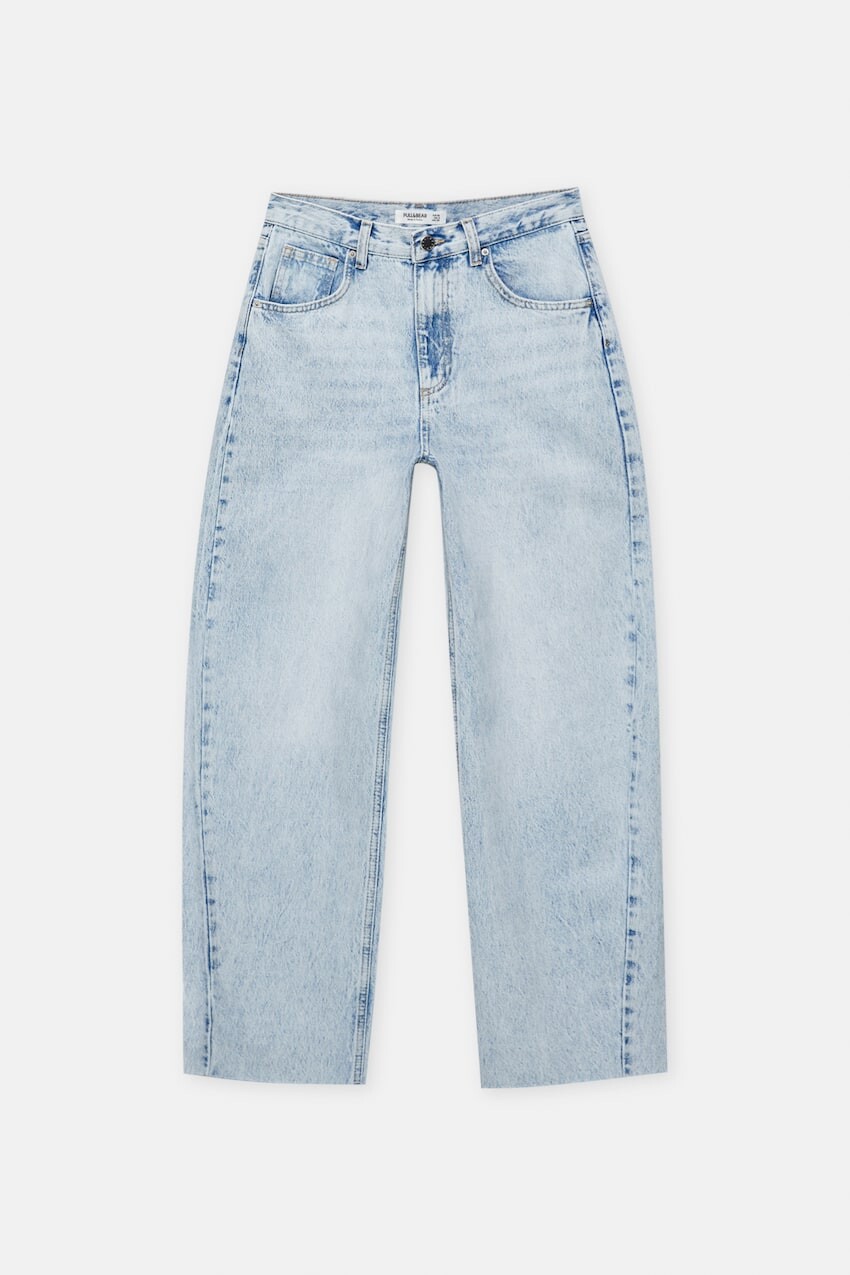 

Джинсы средней посадки Pull&Bear Balloon Fit, бледно-голубой