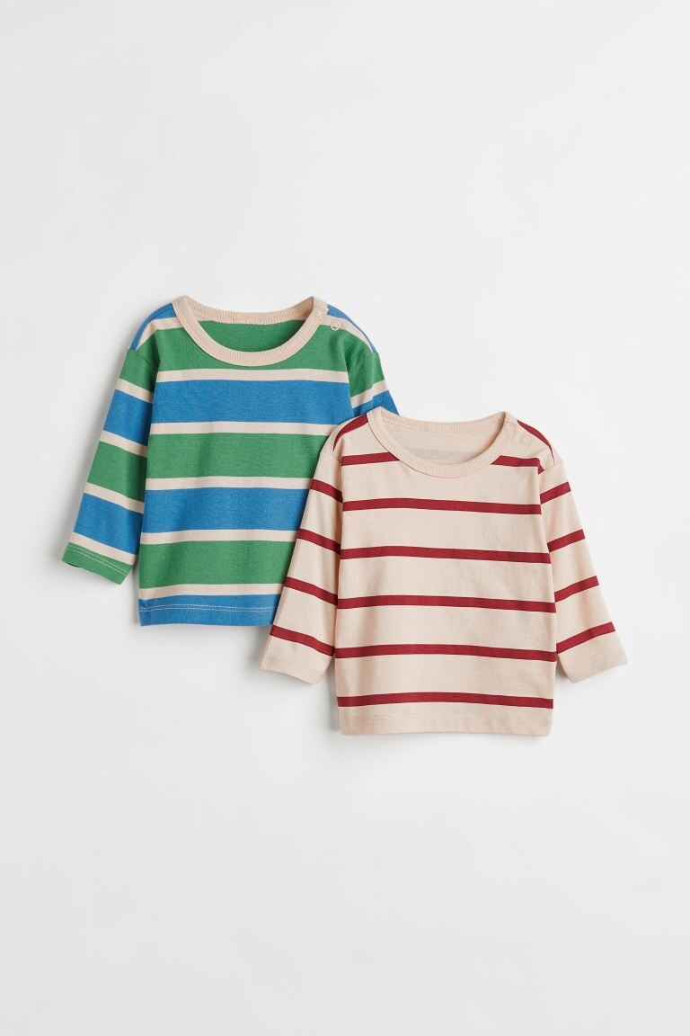 

Комплект из двух топов с длинными рукавами H&M, зеленый/полосатый