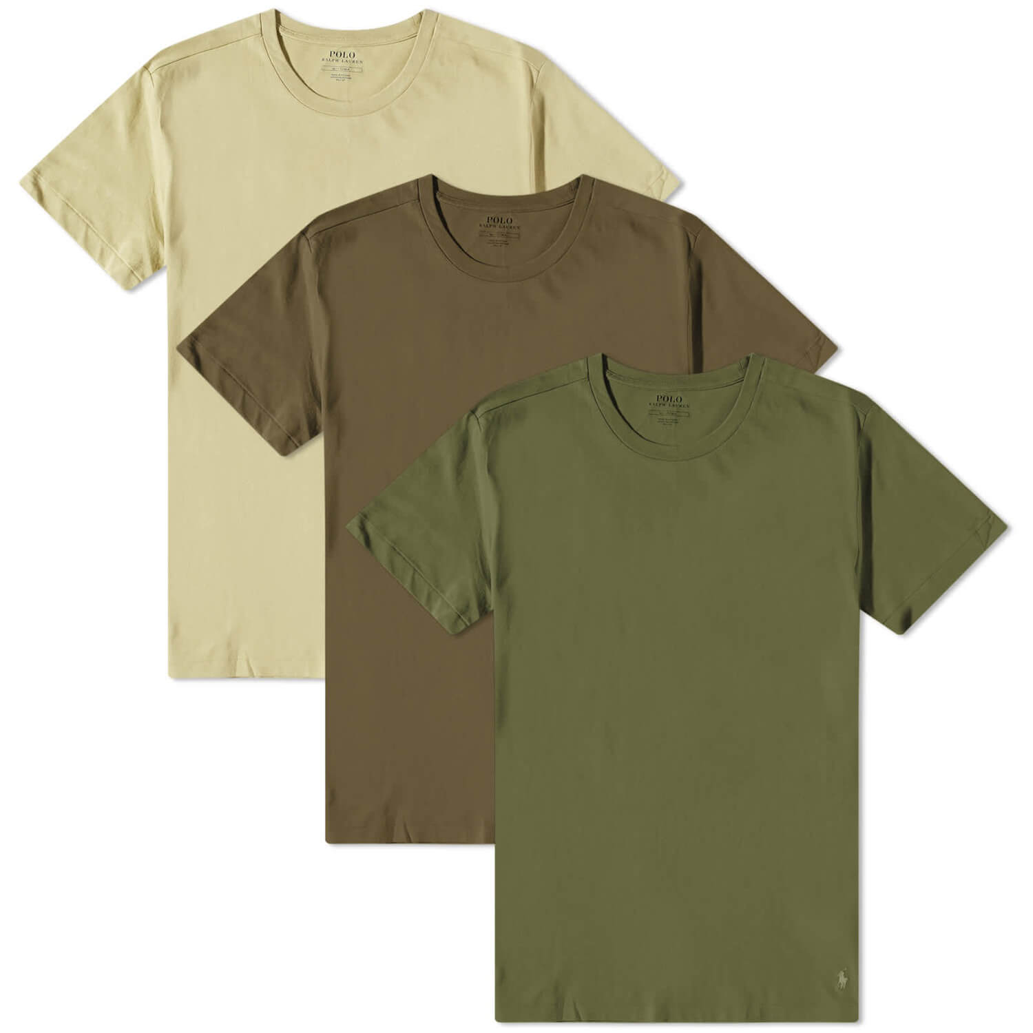 Комплект футболок Polo Ralph Lauren Crew Base Layer, 3 предмета, оливковый