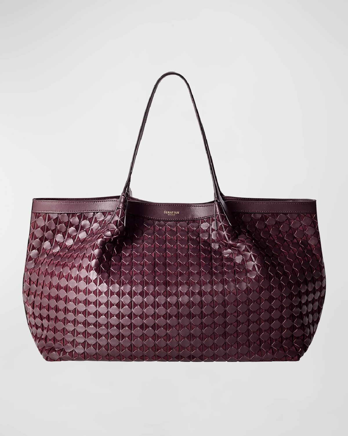 

Кожаная большая сумка с мозаикой Secret Mosaic Serapian, цвет Dark Plum