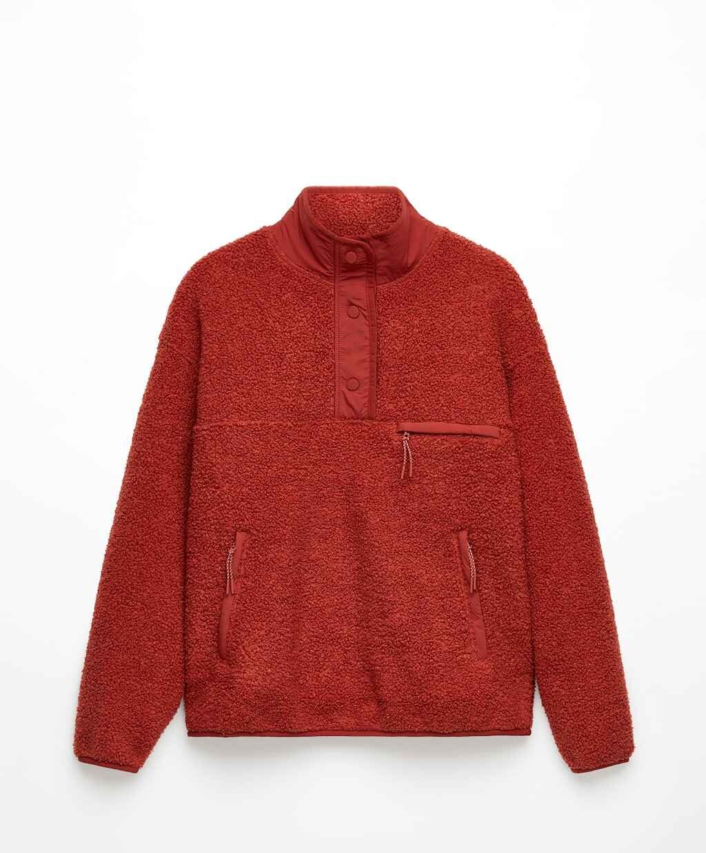 

Толстовка Oysho Faux-shearling Sweatshirt, красно-коричневый, Красный